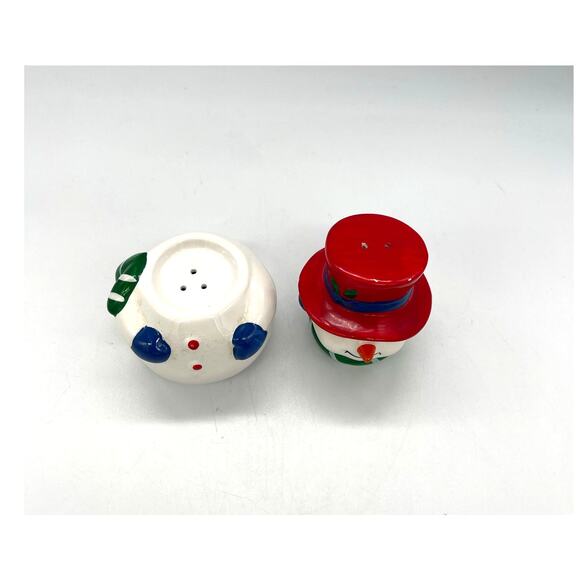 Vintage 1989 Snowman Ceramic Stackable Salt & Pepper Shakers - Picture 4 of 7